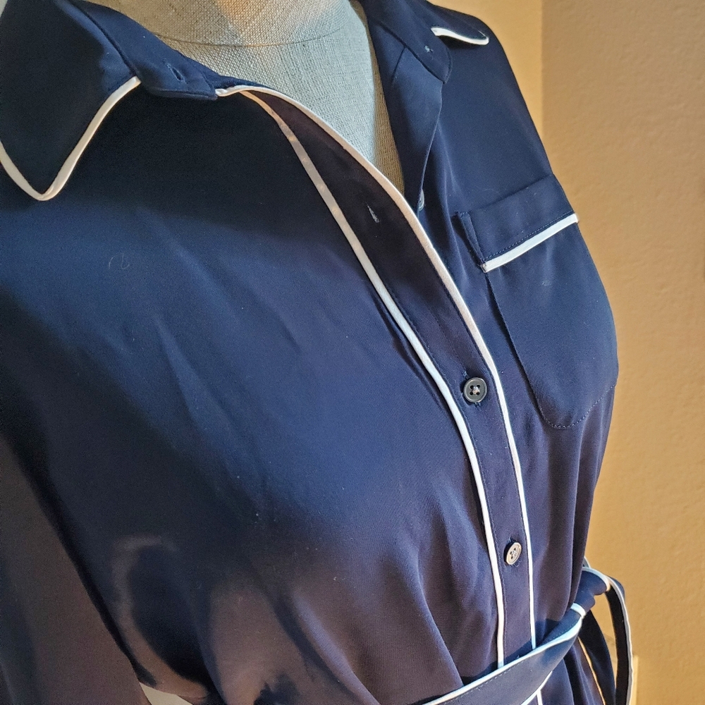 ANN TAYLOR  Shirt  Dress Women's XSP Navy  Blue - Picture 2 of 9